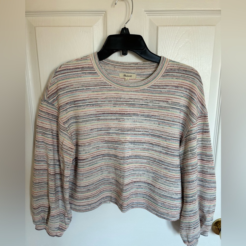 Madewell striped cropped sweater/sweatshirt, size Medium